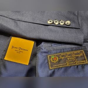 Hickey Freeman Beacon Loro Piana 2pc Suit Men's 48L 42x32 Blue Wish Super 170s